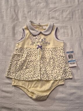 First Impressions girls 6-9 months yellow & purpke floral romper NWT
